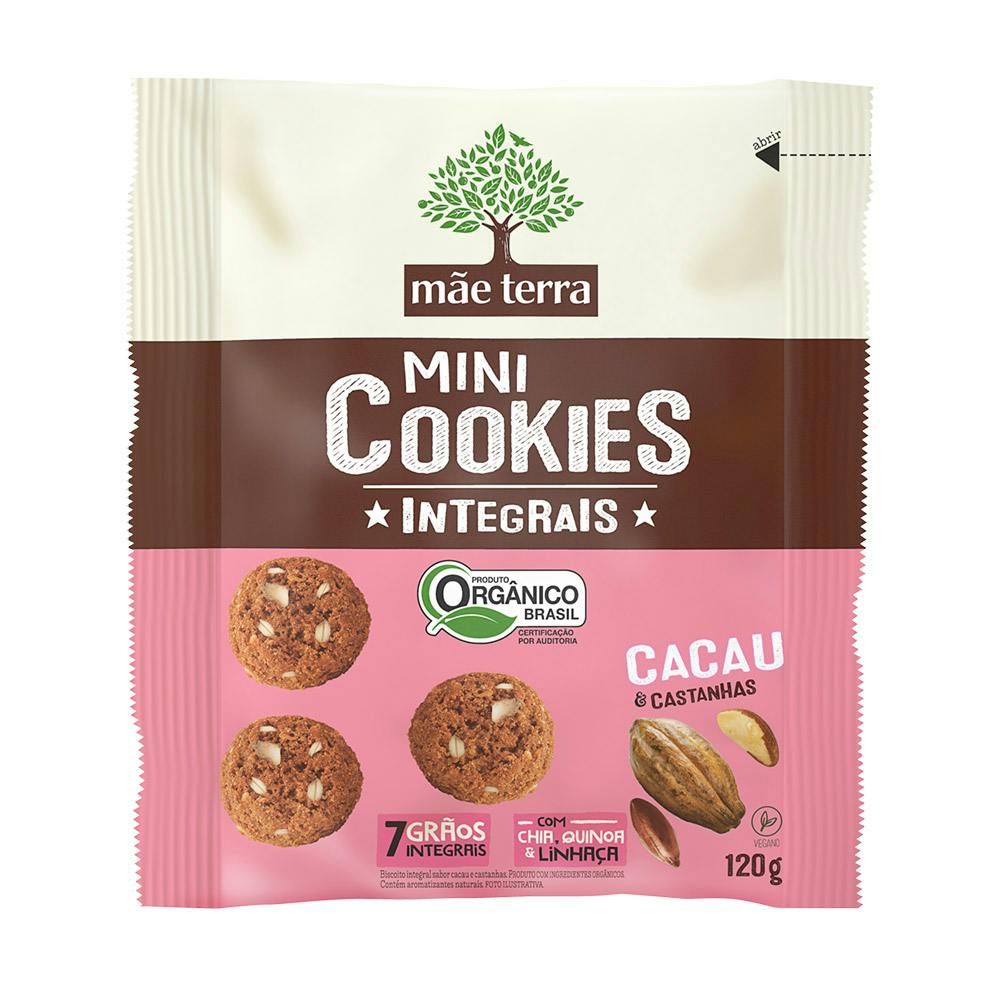 Cookies Orgânico de Cacau e Castanhas 120g - Mãe Terra