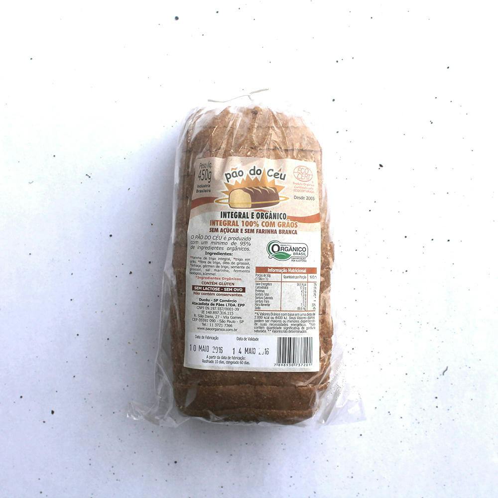 Pão 100% Integral Com Grãos Congelado Orgânico - Pão do Céu