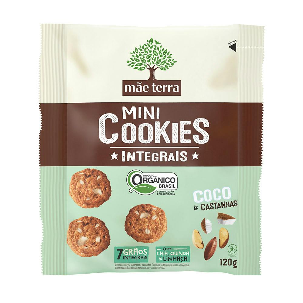 Cookies Orgânico de Coco e Castanhas 120g - Mãe Terra