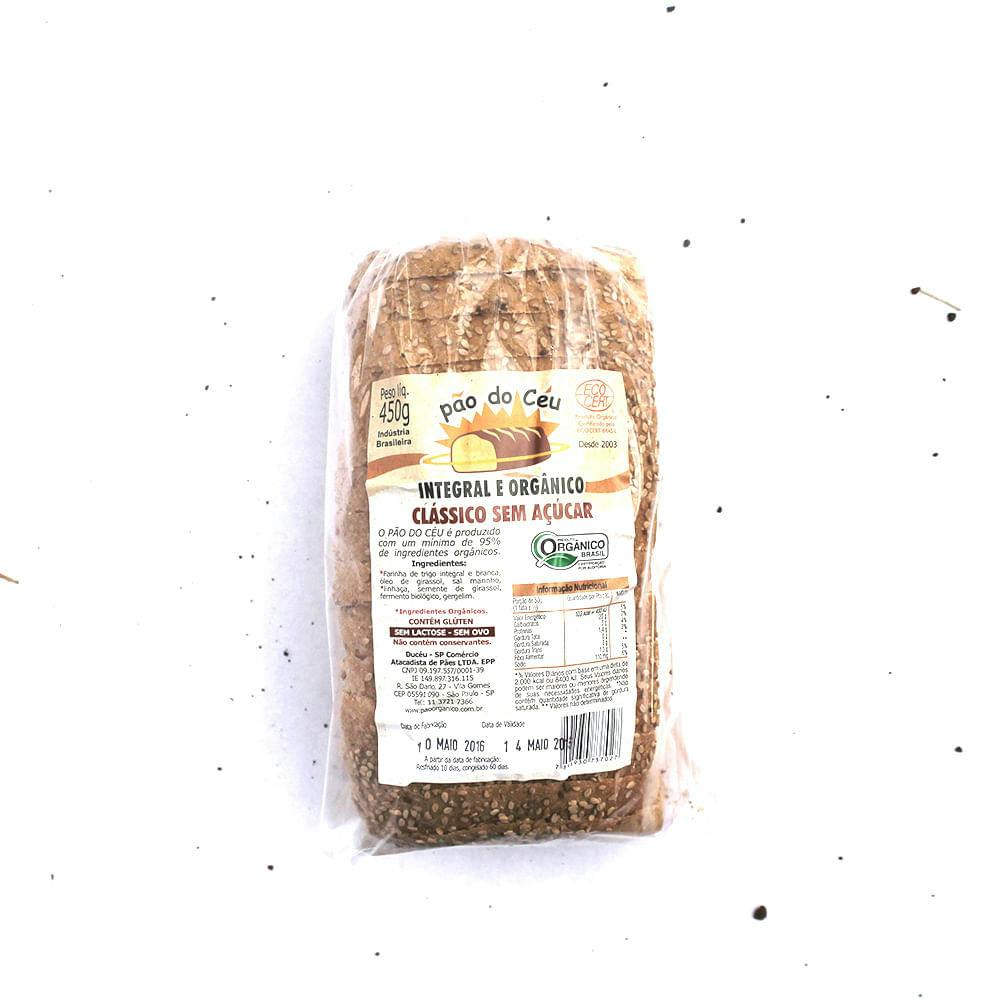 Pão Integral Clássico sem Açúcar Congelado Orgânico - Pão do Céu
