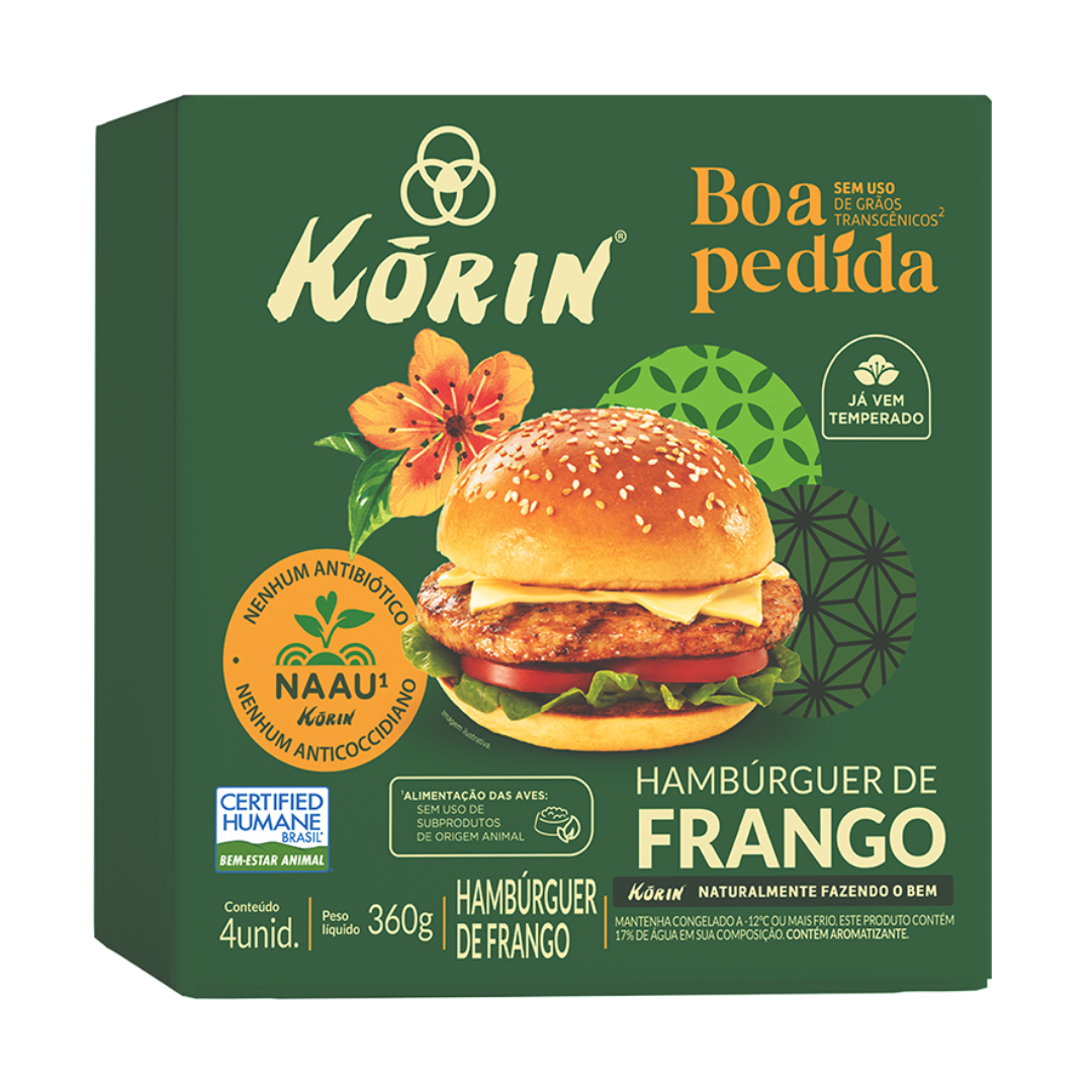Hambúrguer de Frango Natural Congelado 360g - Korin