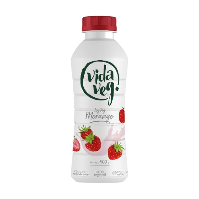 Iogurte Vegano de Morango 500g - VidaVeg